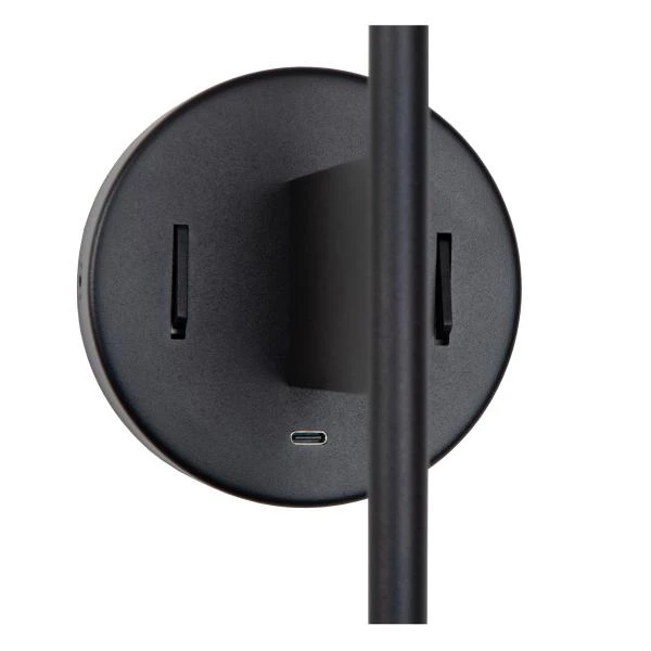 Lucide MAGIC - Wandlamp - 1xE27 - Met USB oplaadpunt - Zwart - detail 6